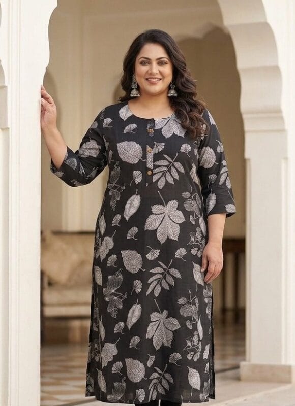 Black Printed Plus Size Kurti Sri Lanka