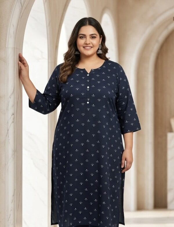 Navy Blue Casual Plus Size Kurti Sri Lanka