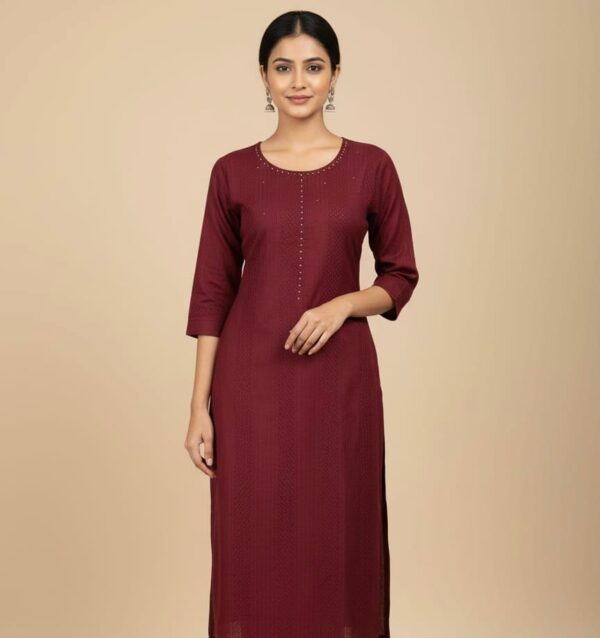 Luxurious Maroon Embroidered Kurti