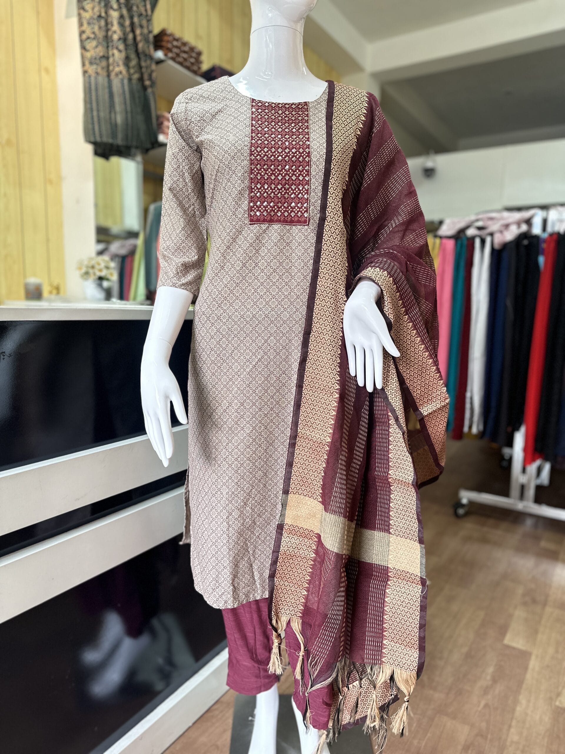 Cotton Maroon Set