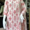 Charming White and Pink V-Neck Kurti Set
