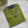 Apple Green Cotton Casual Kurti with Elegant Border