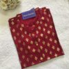Elegant Red Rich Cotton High-Neck Kurti