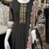 Elegant Black Anarkali Frock with Multicolor Shawl