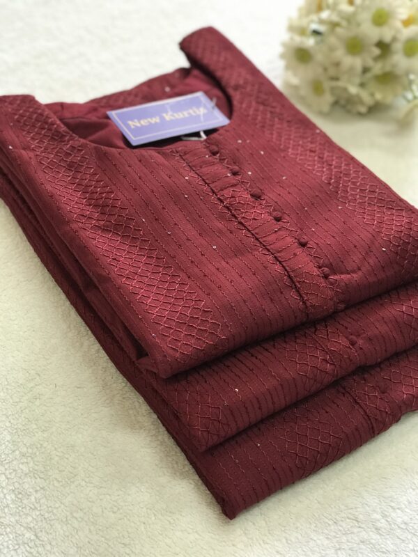 Luxurious Maroon Embroidered Kurti