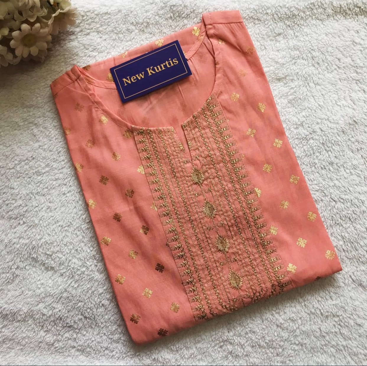 Gold Print Embroidered Casual Wear