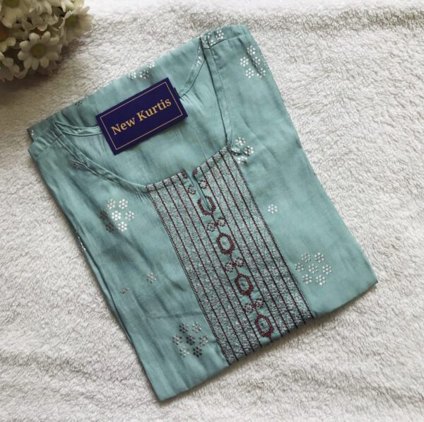 Light Blue Embroidered Casual Wear