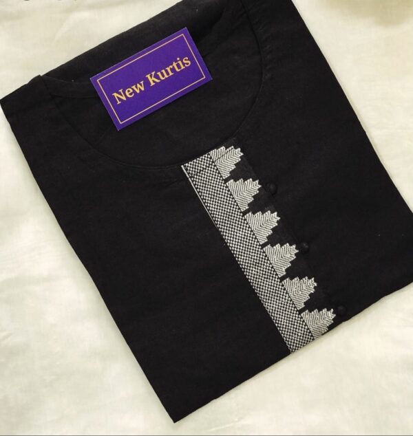 Black Cotton Plain Casual Wear
