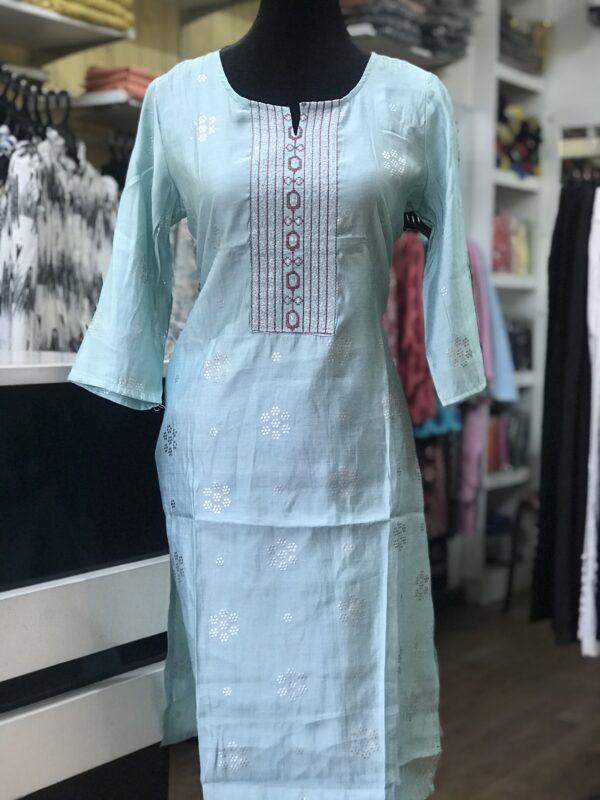 Light Blue Embroidered Casual Wear - Image 2