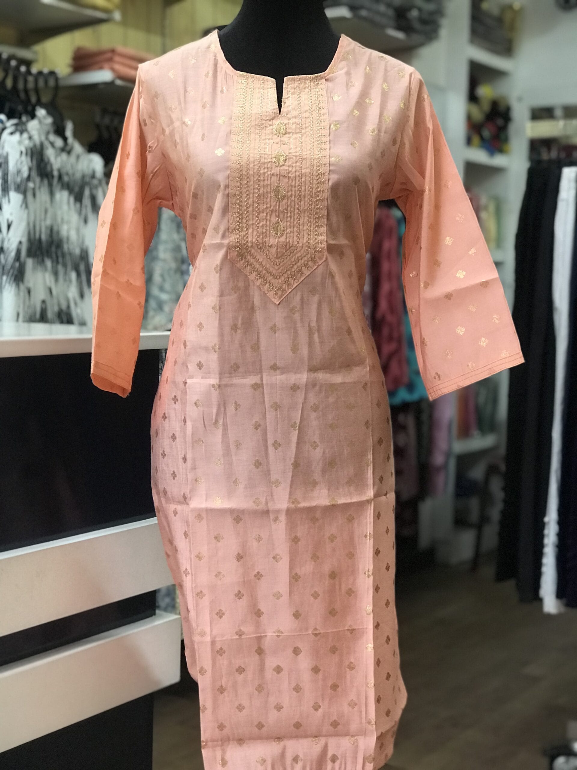 Gold Print Embroidered Casual Wear