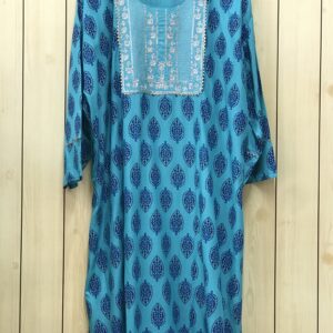 Vibrant Blue Printed Kurti - Plus Size