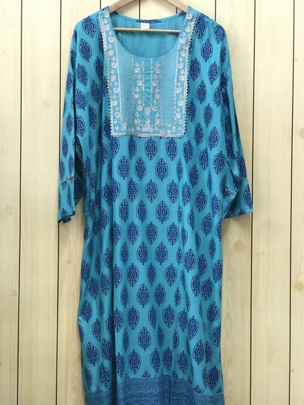 Vibrant Blue Printed Kurti - Plus Size