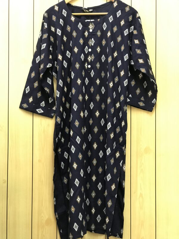 Dark Blue Printed Cotton Kurti