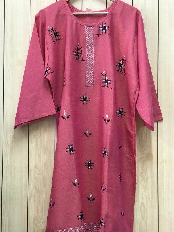 Beautiful Pink Embroidered Plus Size Kurti