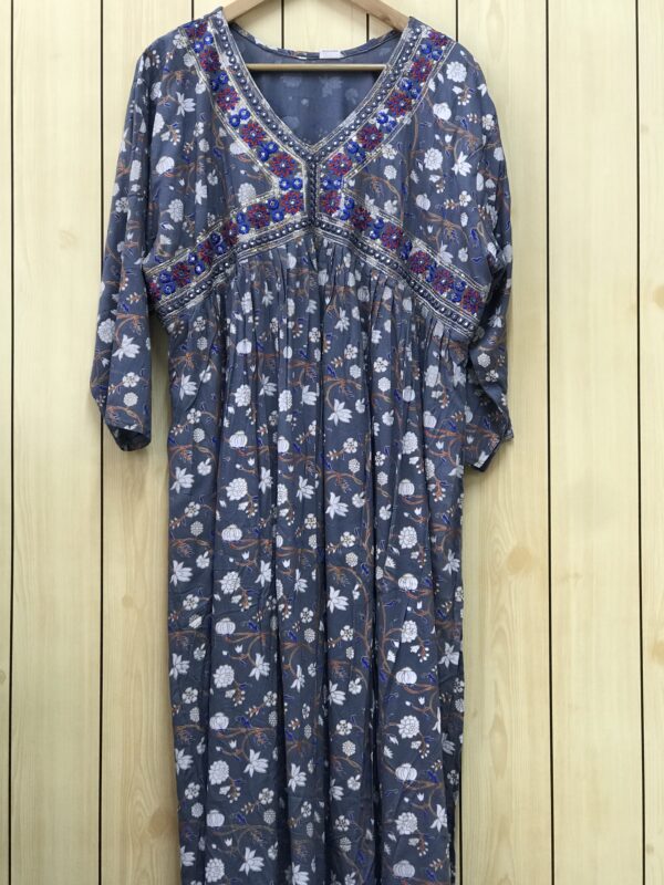Elegant Grey Printed Alia-Cut Kurti