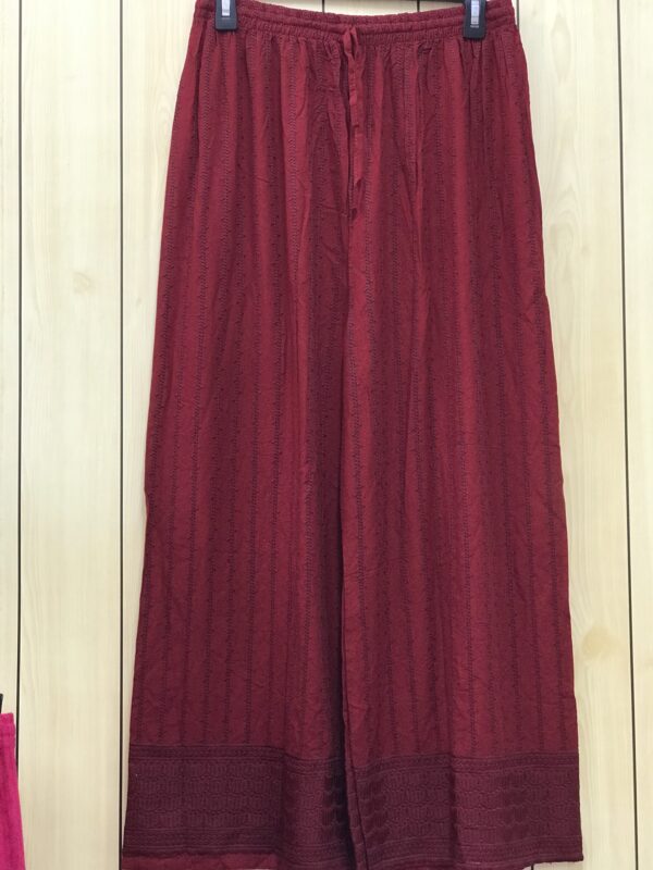 Elegant Maroon Embroidered Palazzo Pants