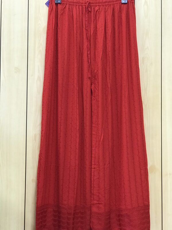 Vibrant Red Embroidered Palazzo Pants