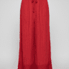 Vibrant Red Embroidered Palazzo Pants
