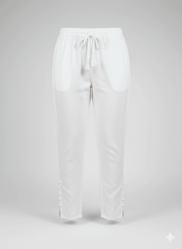 White Stretchable Pencil Cut Pants