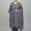 Elegant Grey Printed Alia-Cut Kurti