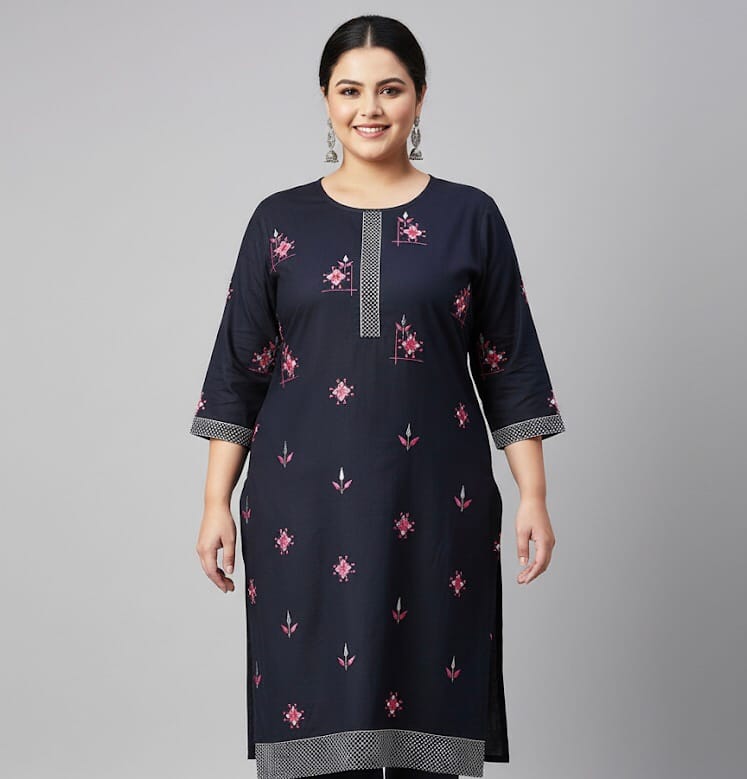 Beautiful Embroidered Plus Size Kurti
