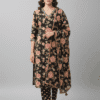 Elegant Black Floral Three-Piece Set