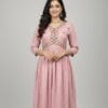Pinkish Embroidered Alia Cut Kurti