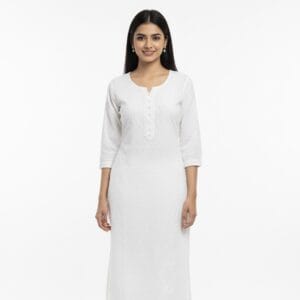 White Chickenkari Embroidered Casual Wear