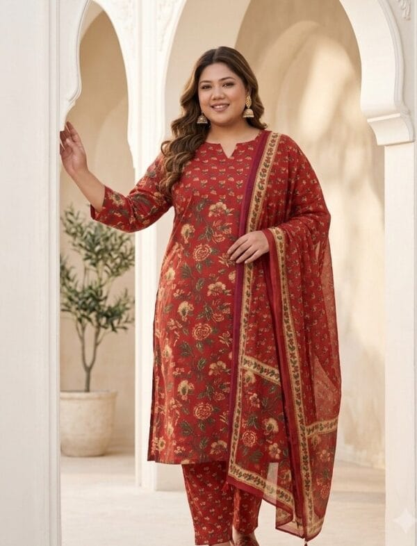 Floral Print Mul Cotton Plus Size Set Kurti Sri Lanka