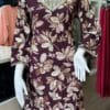 Maroon V-Neck Floral Kurti & Pant Set