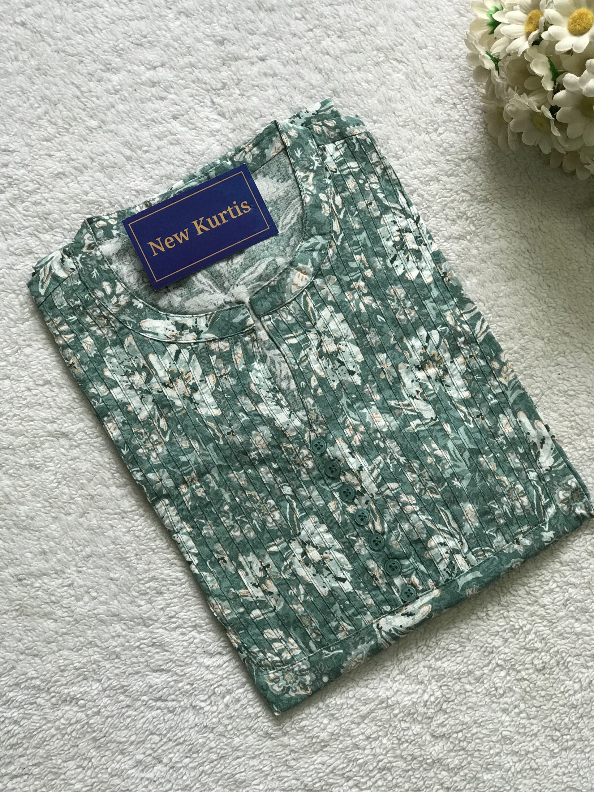 Chic Mint Green Printed Short Kurti