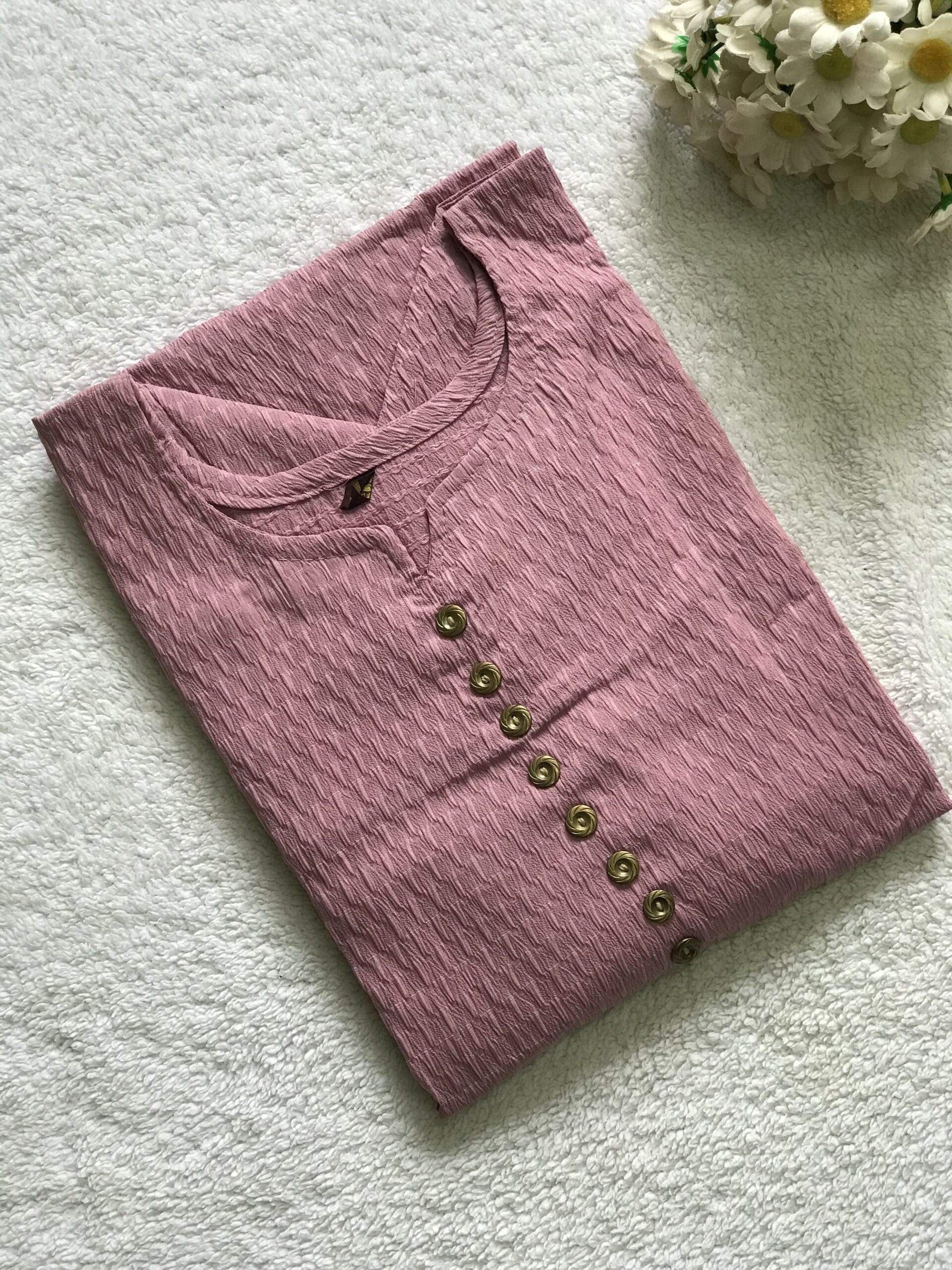 Elegant Peach Plain Casual Kurti