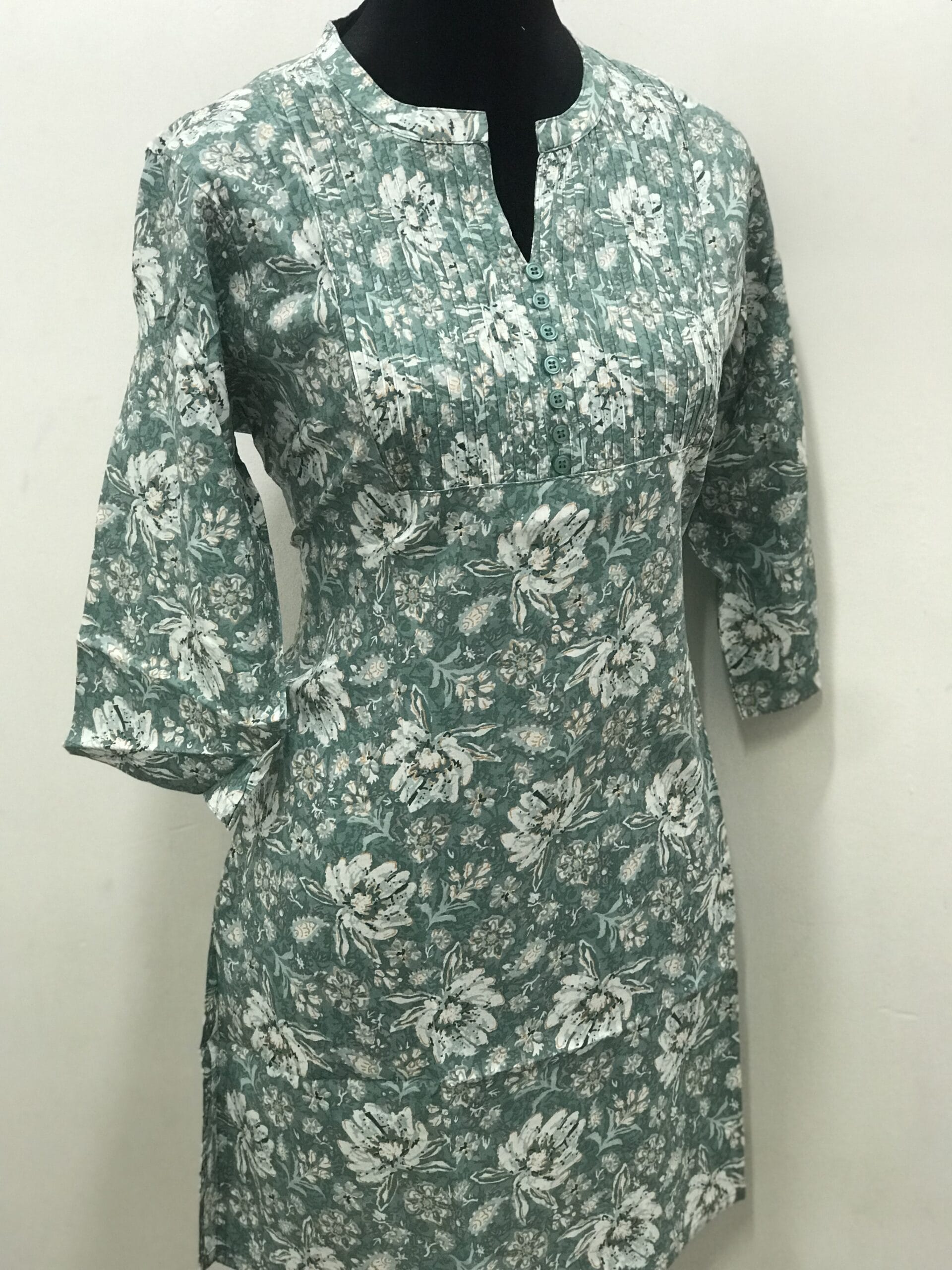 Chic Mint Green Printed Short Kurti