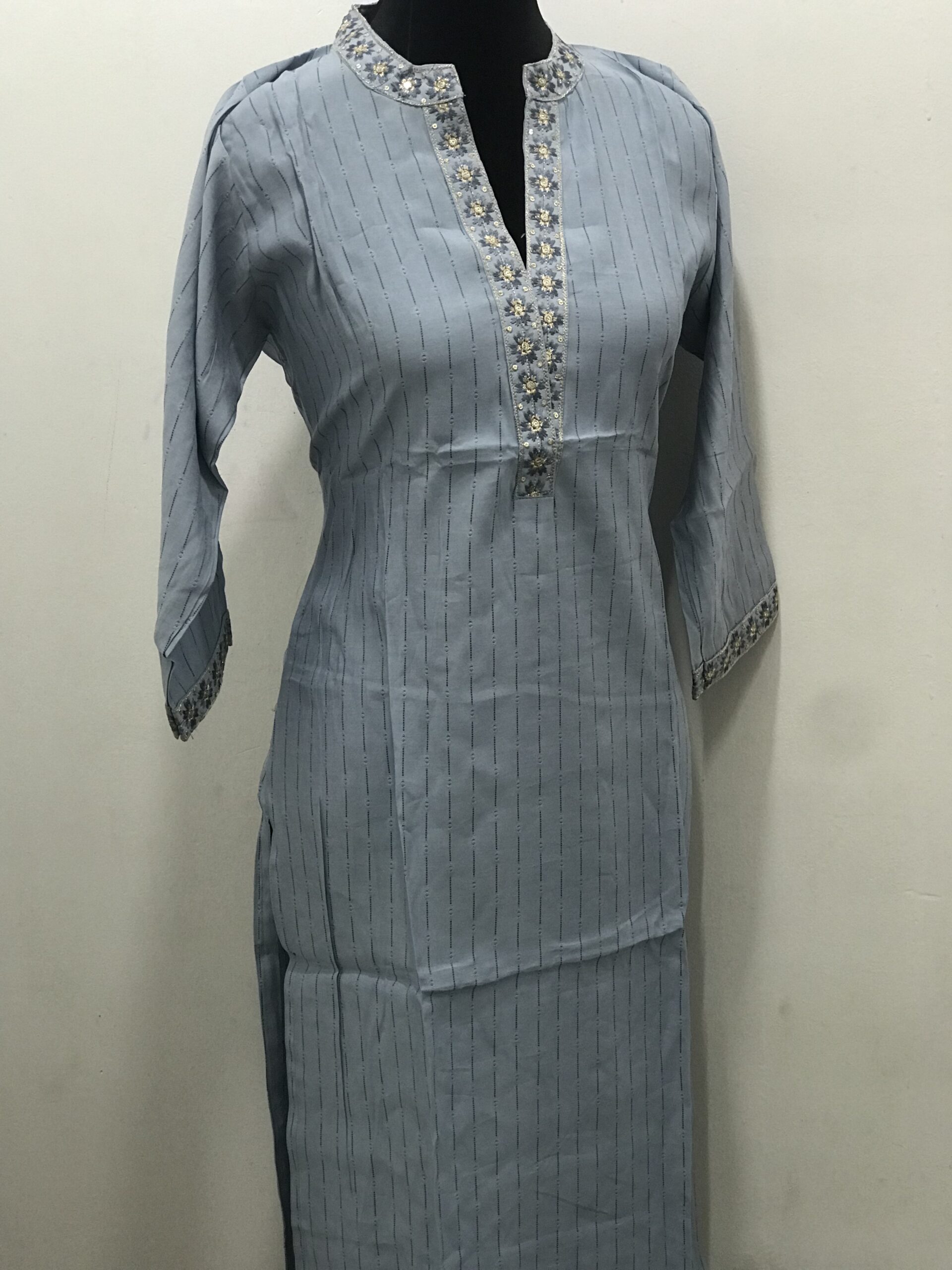 Embroidered High Neck Casual Kurti