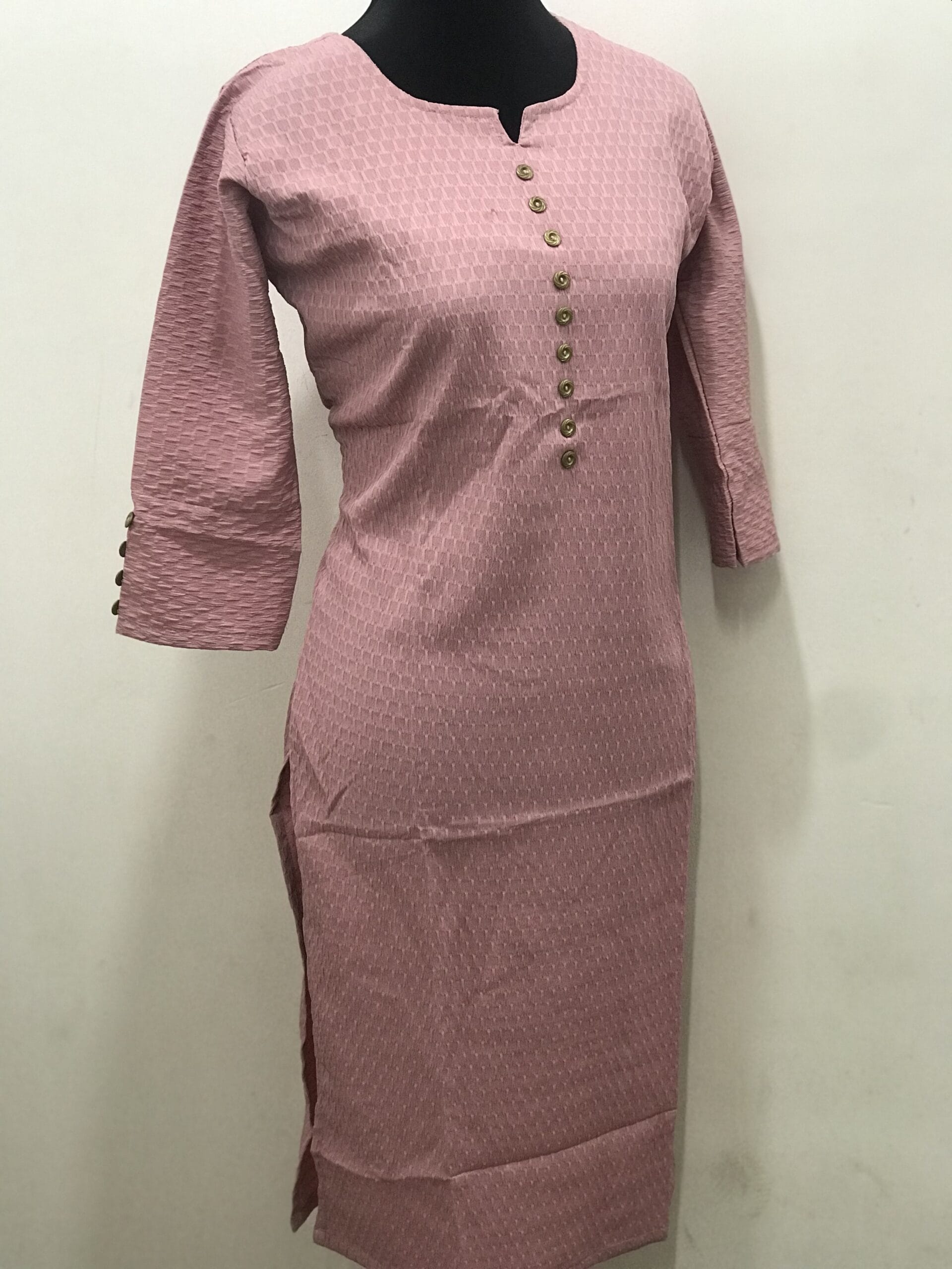 Elegant Peach Plain Casual Kurti