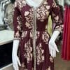 Graceful Maroon Printed Frock with Matching Shawl
