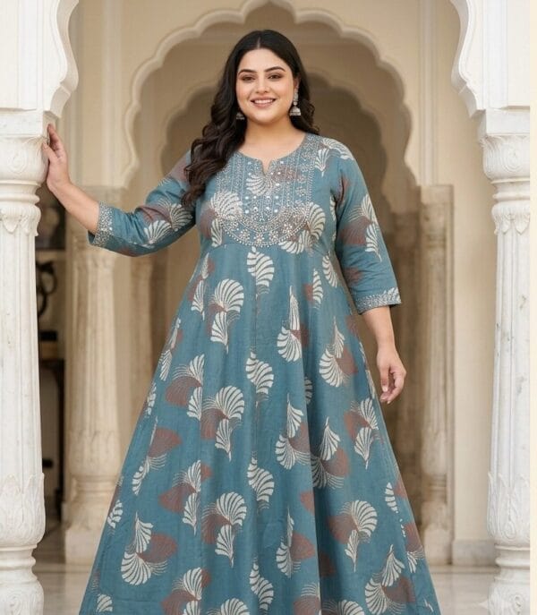 Grey Colored cotton Anarkali Sri Lanka