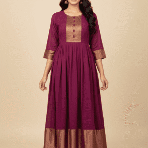 Magenta Anarkali with Traditional Border
