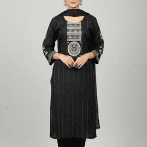 Black Embroidered Kurti Set