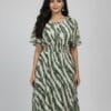 Elegant Green Georgette Western Dress