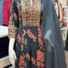 Elegance in Bloom: The Dark Blue Floral Anarkali