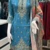 Elegant Light Blue Multi-Shawl Georgette Garara Set