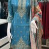 Elegant Light Blue Multi-Shawl Georgette Garara Set