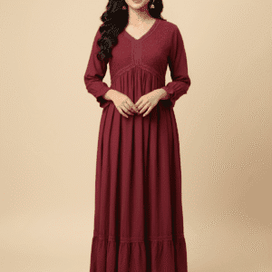 Plain Maroon Alia Cut Anarkali