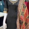 Elegant Black Multi-Color Shawl with Mirror Work