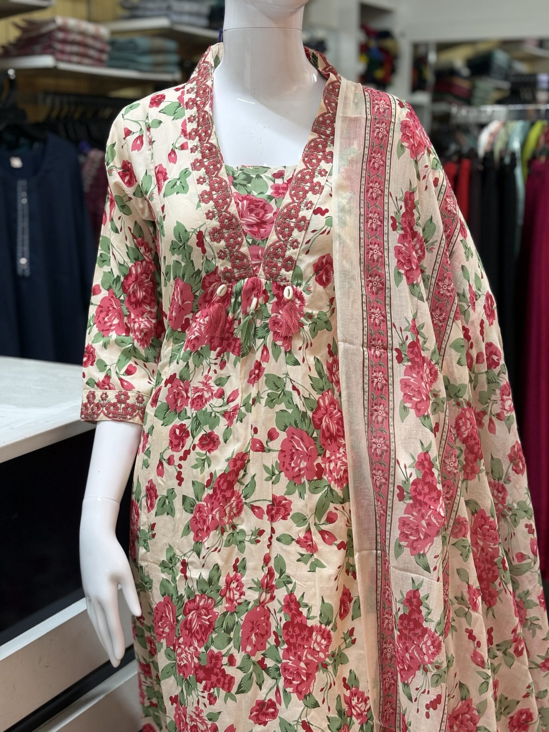 Floral Fantasy Cotton Kurti Set.