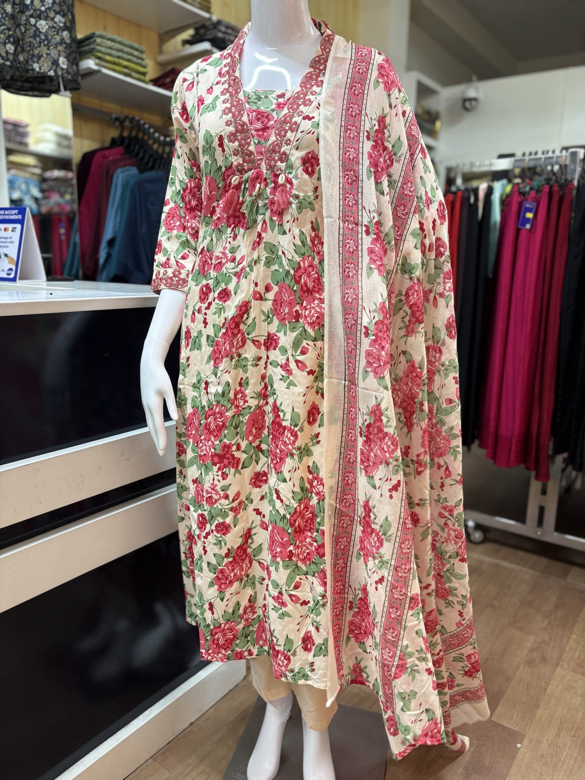 Floral Fantasy Cotton Kurti Set.