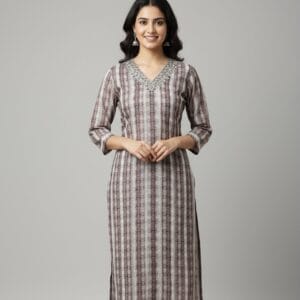 Premium Floral Brown Kurti for Casual Wear