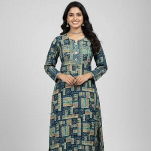 Premium Floral Blue Kurti for Casual Wear