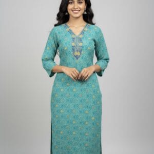 Premium Floral Light Green Kurti for Casual Wear